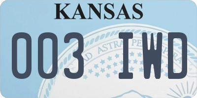 KS license plate 003IWD
