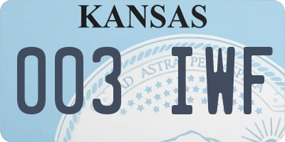 KS license plate 003IWF