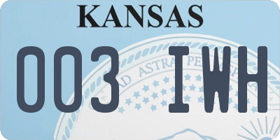 KS license plate 003IWH