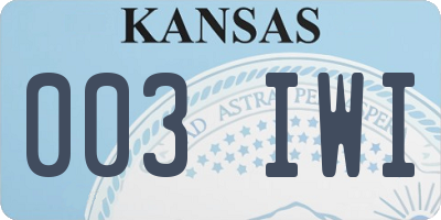 KS license plate 003IWI