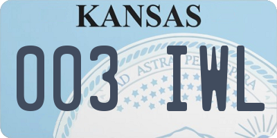 KS license plate 003IWL