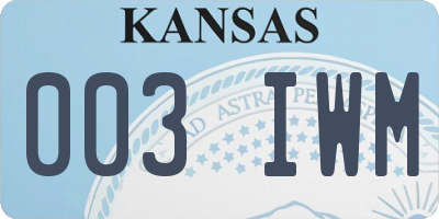 KS license plate 003IWM