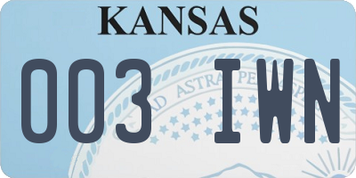 KS license plate 003IWN