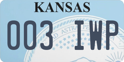 KS license plate 003IWP