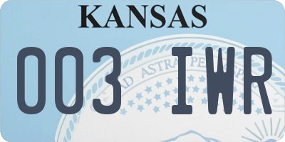 KS license plate 003IWR