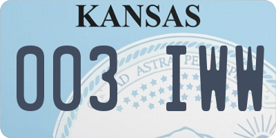 KS license plate 003IWW