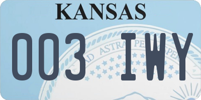KS license plate 003IWY