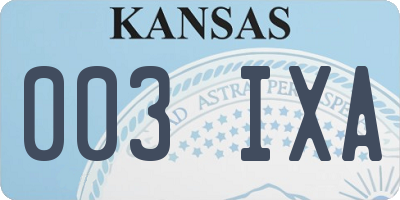 KS license plate 003IXA