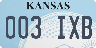 KS license plate 003IXB