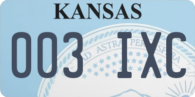 KS license plate 003IXC