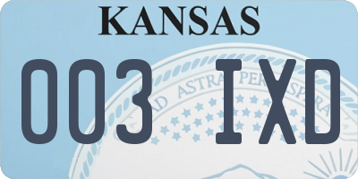 KS license plate 003IXD