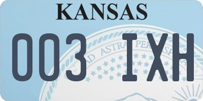 KS license plate 003IXH