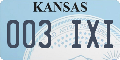 KS license plate 003IXI