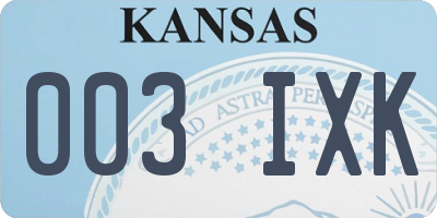 KS license plate 003IXK