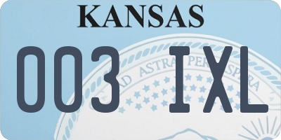KS license plate 003IXL