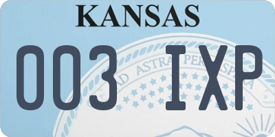 KS license plate 003IXP
