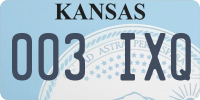 KS license plate 003IXQ