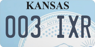 KS license plate 003IXR