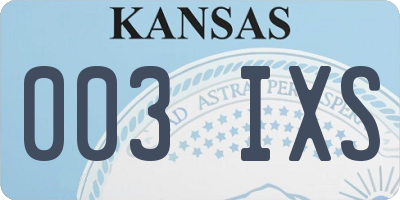 KS license plate 003IXS