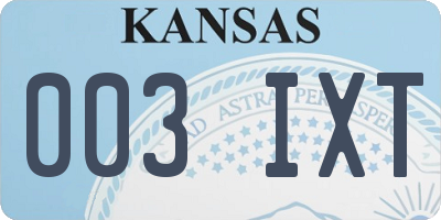 KS license plate 003IXT