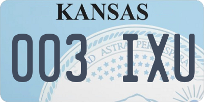 KS license plate 003IXU