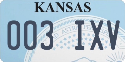 KS license plate 003IXV