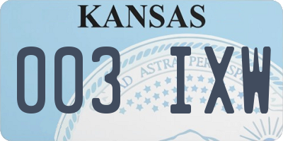 KS license plate 003IXW