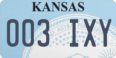 KS license plate 003IXY