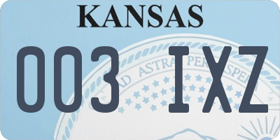 KS license plate 003IXZ