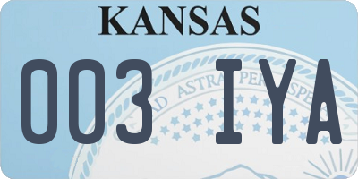 KS license plate 003IYA