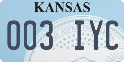 KS license plate 003IYC