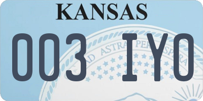 KS license plate 003IYO