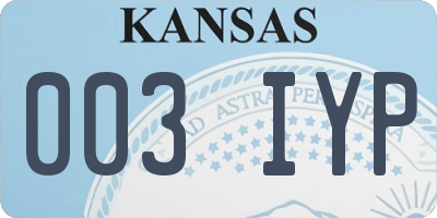 KS license plate 003IYP