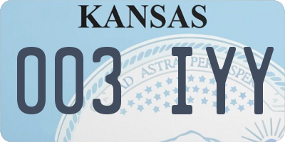KS license plate 003IYY