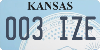 KS license plate 003IZE