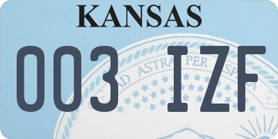 KS license plate 003IZF