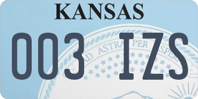 KS license plate 003IZS