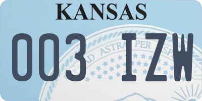 KS license plate 003IZW