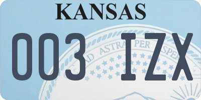 KS license plate 003IZX