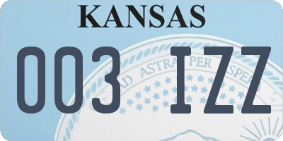 KS license plate 003IZZ