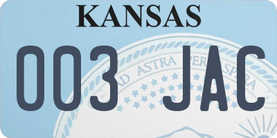 KS license plate 003JAC
