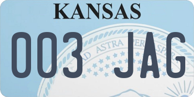 KS license plate 003JAG