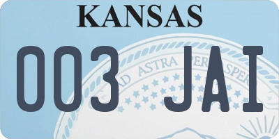 KS license plate 003JAI