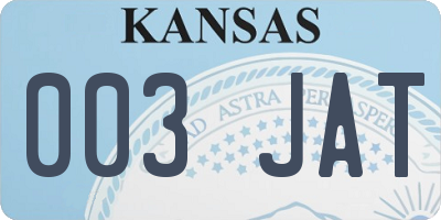 KS license plate 003JAT