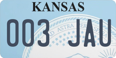 KS license plate 003JAU
