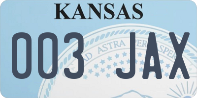 KS license plate 003JAX