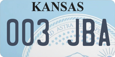 KS license plate 003JBA