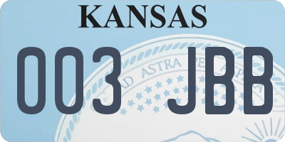 KS license plate 003JBB