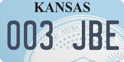 KS license plate 003JBE