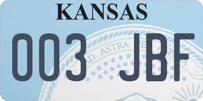 KS license plate 003JBF